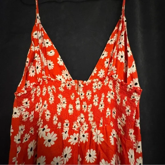 Reformation Red Orange Daisy Slip Dress Montague Dress in Oopsie Daisy Size 6 - Picture 10 of 12